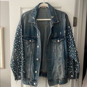 Pearl Embellished Denim Jacket